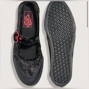 Vans Black Velvet Mary Jane w/ Red Heart Buckle
